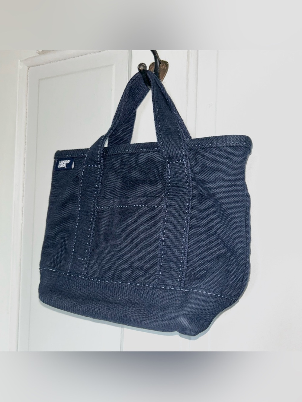 Lands End Mini Navy Zip Top Boat Tote